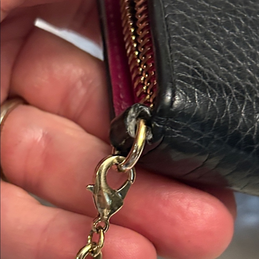 Christian Dior black and raspberry leather long zip around wallet with charms - Picture 8 of 17